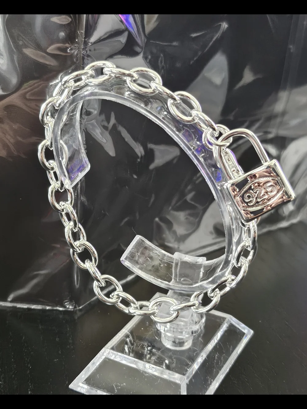 Silver Padlock Link Bracelet - Women's Accessory